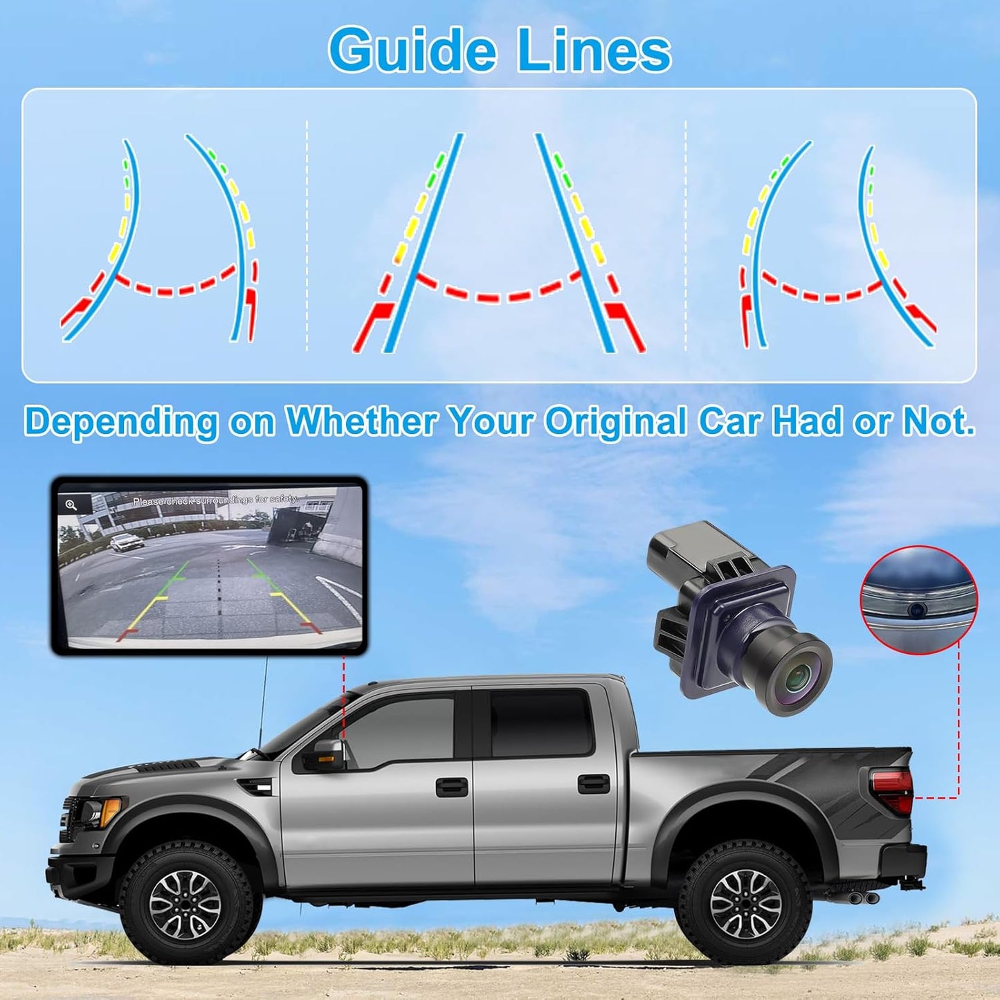 F150 Backup Camera Rear View Parking Assist Camera 170° HD Night Vision Compatible with Ford F150 2010-2014 Mustang 2015-2020 Lincoln MKC 2015-2019 EL3T-19G490-AA EL3Z-19G490-D BL3Z-19G490-B