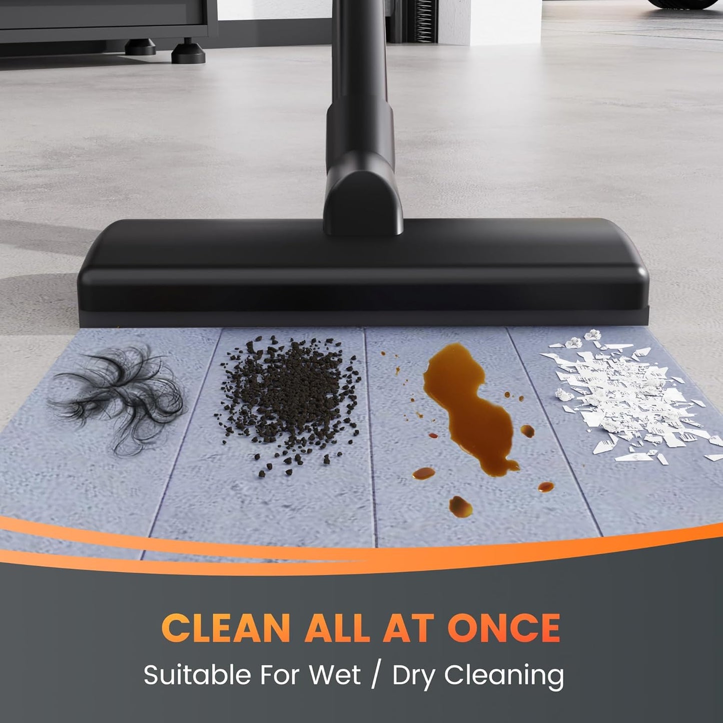 Giraffe Tools Grandstorm Retractable Vacuum Cleaner with 30 FT+ 1 FT Hose Wall Mounted, Wet Dry Vacuum Cleaner with 6 Nozzles for Car Detailing Normal Version, Grey (No Remote Control Funtion)