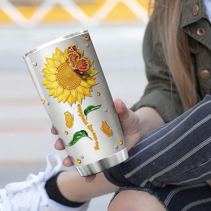 ZOXIX Mom Nutrition Facts Tumbler Sunflowers Butterfly Jewelry Style Funny Mothers Day Gift Ideas Stainless Steel Cup With Lid 20oz Mimi Mama Gifts For Birthday Sunflower Tumblers