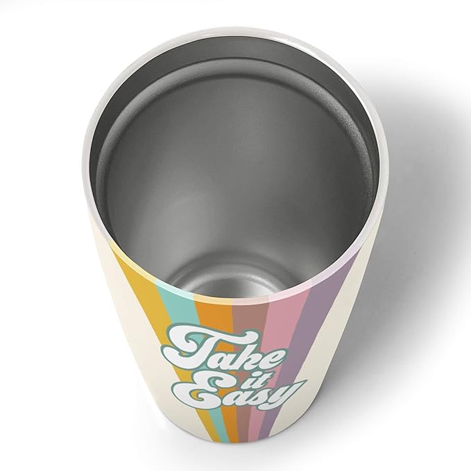 Studio Oh! Insulated Stainless-Steel Tumbler - Double-Walled 17-Ounce Travel Cup - Vacuum Seal Keeps Liquids Hot or Cold for Hours - Fits Standard Size Cup Holders - Take It Easy