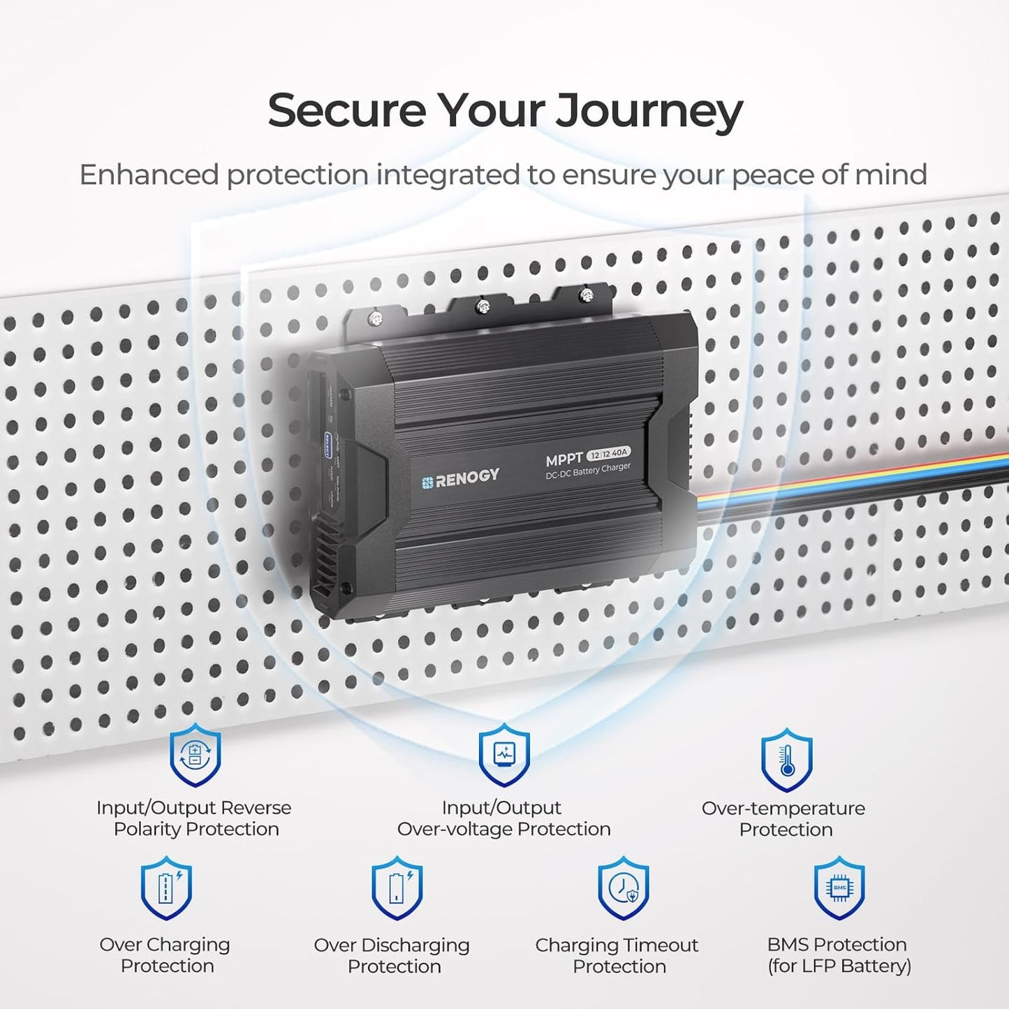 Renogy 12V 40A DC to DC Charger with MPPT & Solar Input - 670W Dual Charging Car Battery Chargers for RV Marine Camping Compatible with LiFePO4, Gel, Flooded, and Sealed Lead Acid Batteries