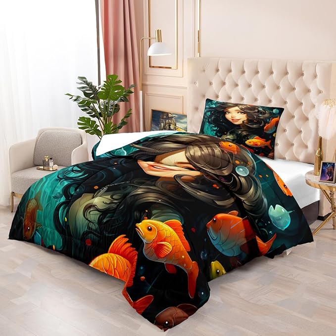 Twin Size Comforter Set for Girls - 2 Piece Pretty Princess Bedding With 1 Pillowcase - Kids Bedroom Decor