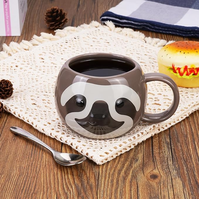 Sloth Mug 16 oz Ceramic Coffee Mug 3D Porcelain Tea Mug for Women Kawaii Cup Sloth Gifts for Women Christmas Gifts Housewarming Holiday Birthday Gifts for Women Men Mom Kids and Friend