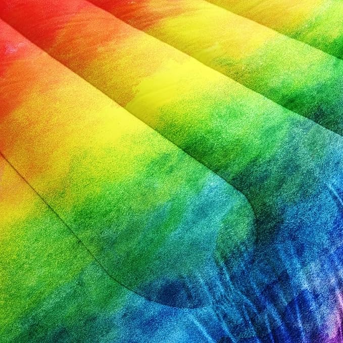 BSNTHO Rainbow Comforter Set Girls Colorful Bedding Set for Kids Teens Tie Dye Down Comforter Pastel Quilt Rainbow Duvet 3Pcs Queen Size Lightweight Ultra Soft Microfiber