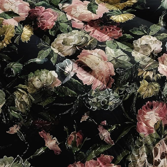 Boho Floral Comforter Set King Black Floral Bedding Sets 3PCS for Kids Teen Adult Flowers Leaves Room Decor Ultra-Soft Lightweight Microfiber 1 Comforter with 2 Pillowcases