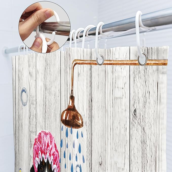 SVBright Funny Kids Shower Curtain 60Wx72L Inch Cute Dogs Cats Animal Taking a Bath in Bathtub Bubbles Farmhouse Hilarious Lovely Pets 12 Pack Hooks Polyester Waterproof Fabric Bathroom Bathtub Panels