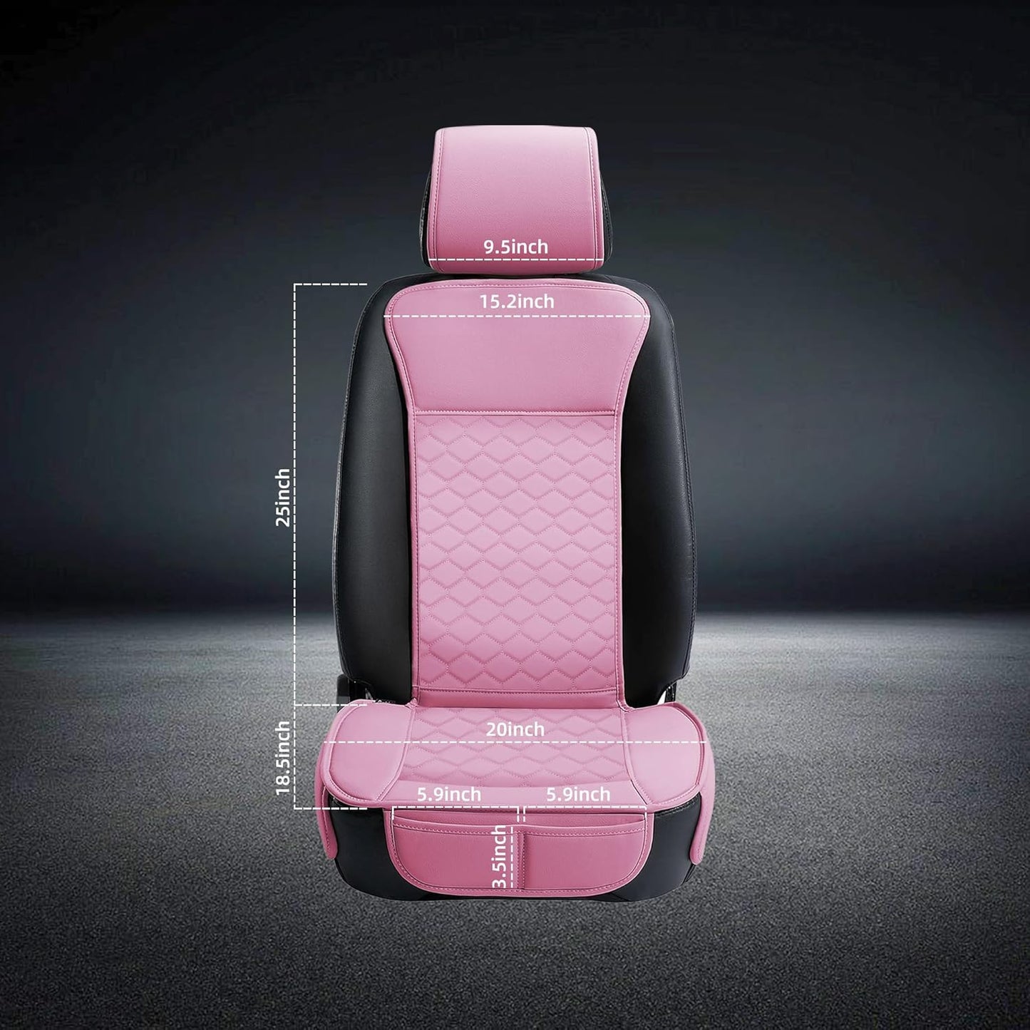 Elantrip 2 PCS Front Car Seat Covers Pink Leather Auto for Women Airbag Compatible Diamond Pattern PU Seat Cover Universal Fitness