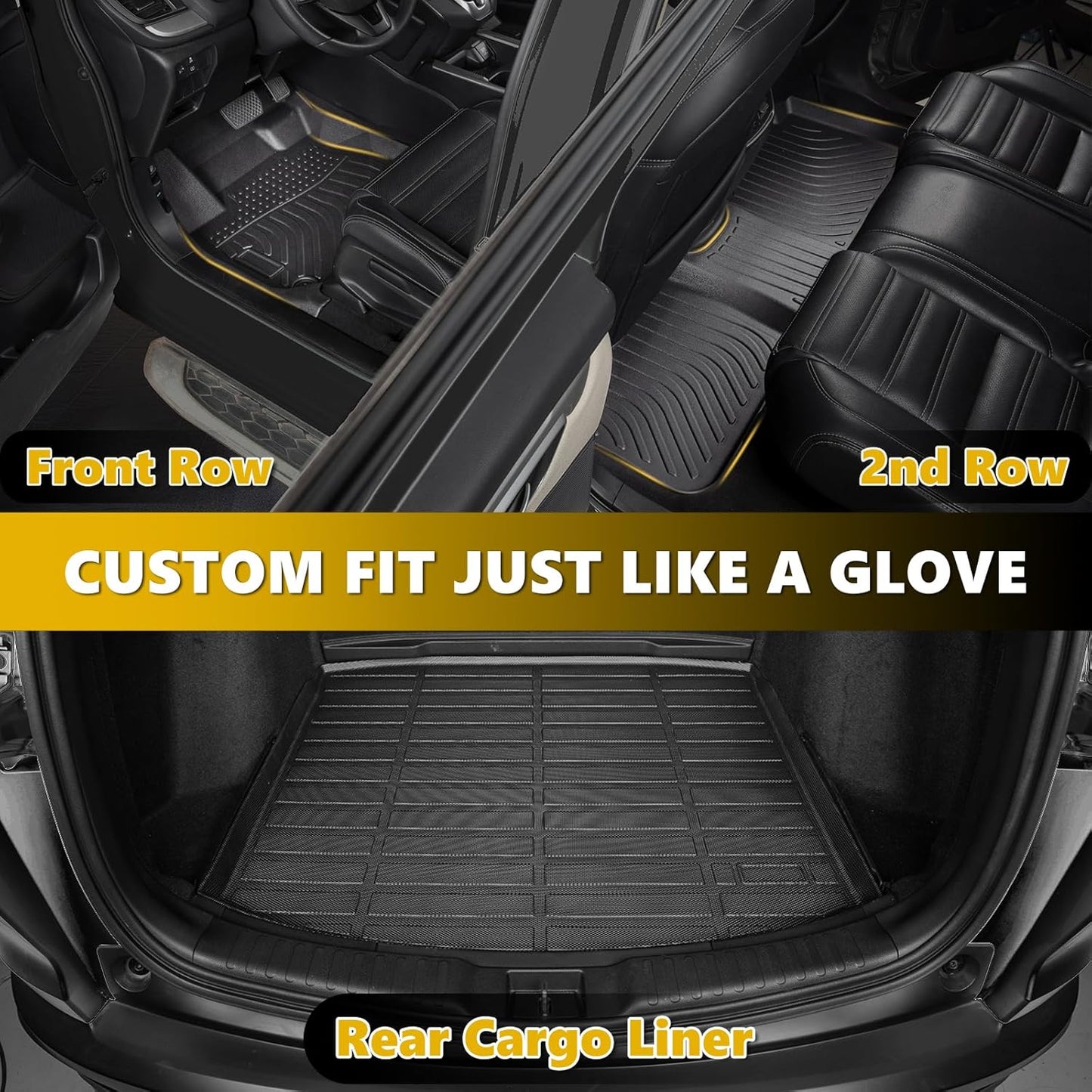 GINOWY-Floor Mats & Cargo Liner for Volvo S60 2019-2025, All Weather Car Mats Cargo Liner TPE Rubber Trunk Mat Trunk Liner for Volvo S60 Accessories