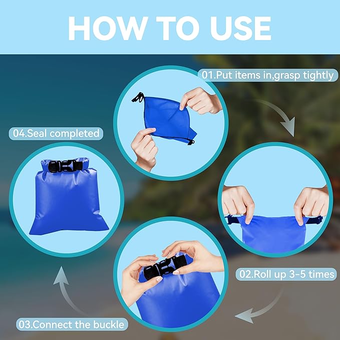 6PCS Dry Bags Waterproof, Lightweight Dry Bags for Kayaking Waterproof,Outdoor Waterproof Bag for Kayaking Hiking Boating Camping