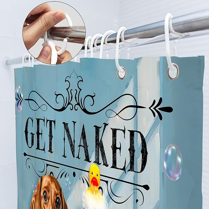 SVBright Funny Dog Shower Curtain 72Wx72L Inch Kids Dachshund Cute Animal Puppy Bathing in Bathtub Bubbles Hilarious Lovely Pet Boy 12 Pack Hooks Polyester Waterproof Fabric Bathroom Bathtub Panels