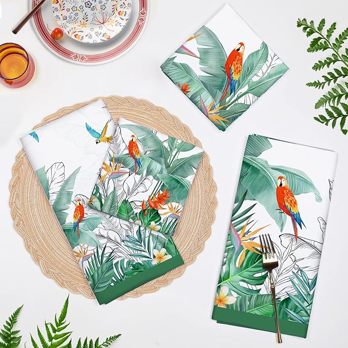 Tropical Tree Leaf Tea Towels, Cotton Kitchen Towel 18.9 × 27.5 inch, Quick Drying Dish Cloth for Party Anniversary Holiday Decoration Housewarming Gifts