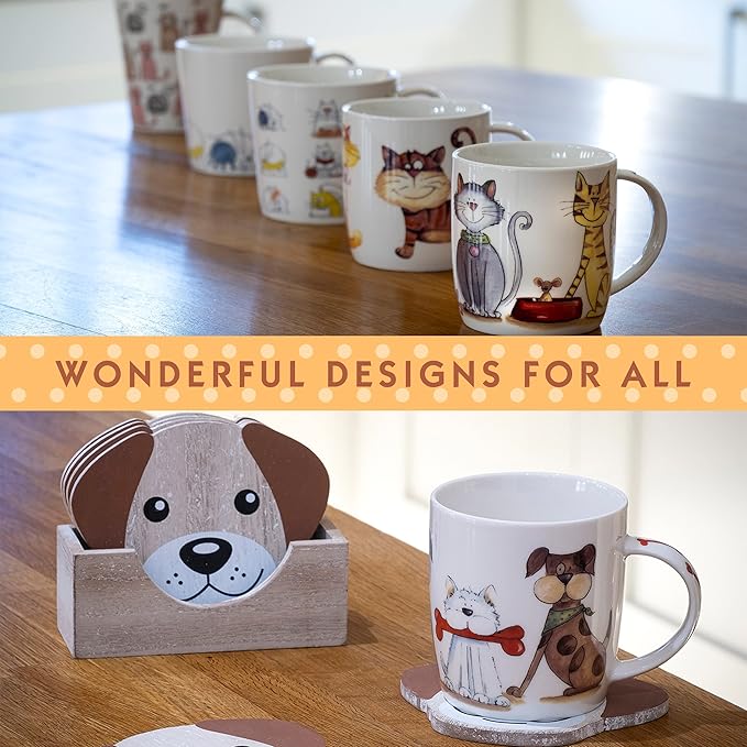 SPOTTED DOG GIFT COMPANY Dog Mug, 12 oz Dog Coffee Mug, Cute Ceramic Porcelain China Coffee Tea Mug Cup, Dog Themed Gifts for Dog Lovers and Animal Lovers Women Men, 1 piece