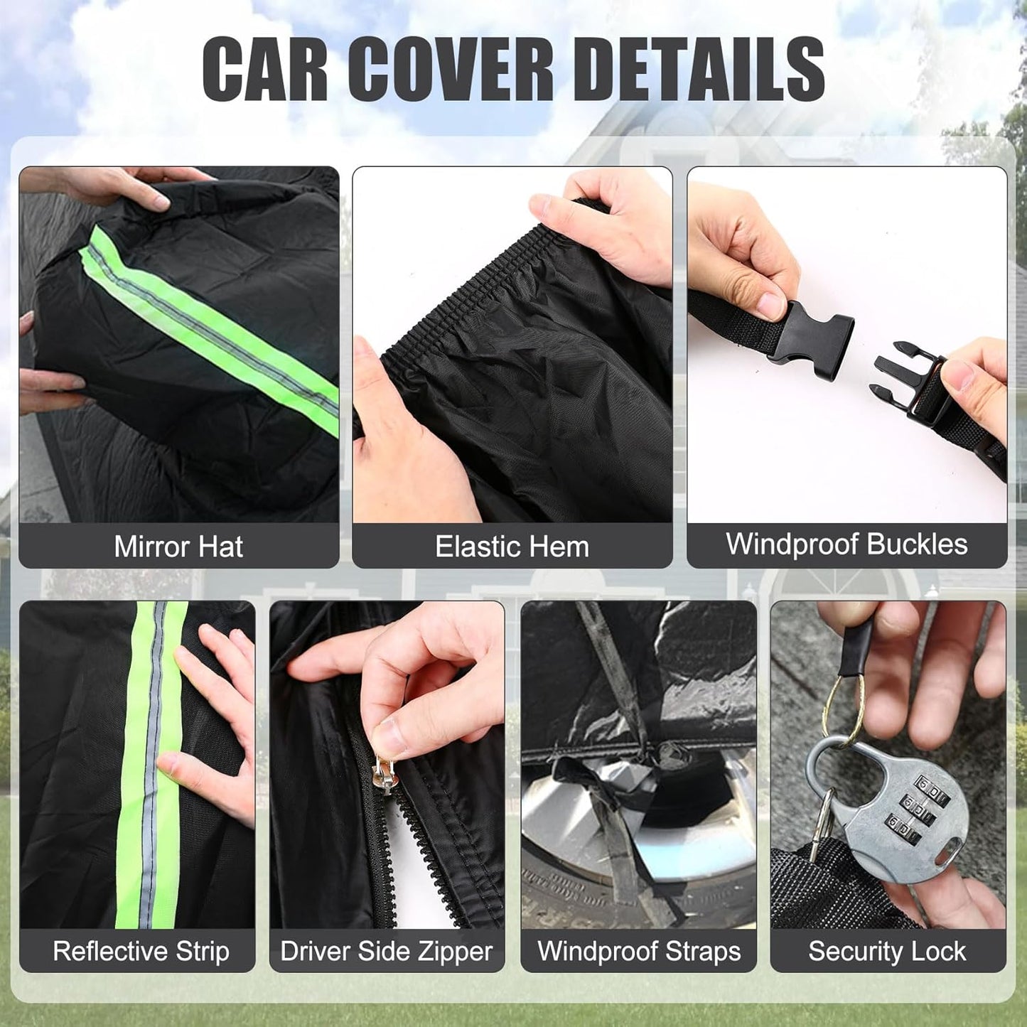 Waterproof Car Cover Compatible with Toyota Corolla Sedan Accessories 2004-2025, Black 210T Inside Cotton Cover with Door Zippers for Snow Rain Dust Outdoor Protection