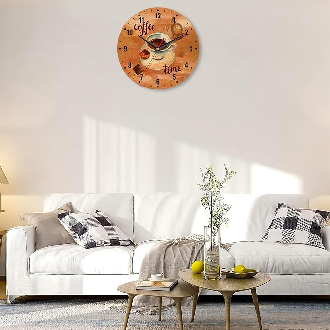 SPUNKER Wall Clock,Vintage Coffee 10 Inch Wall Clock,Butterfly Chocolate Small Battery Operated Wall Clocks Decorative for Kitchen/Living Room/Bedroom/Bathroom/Dining Room