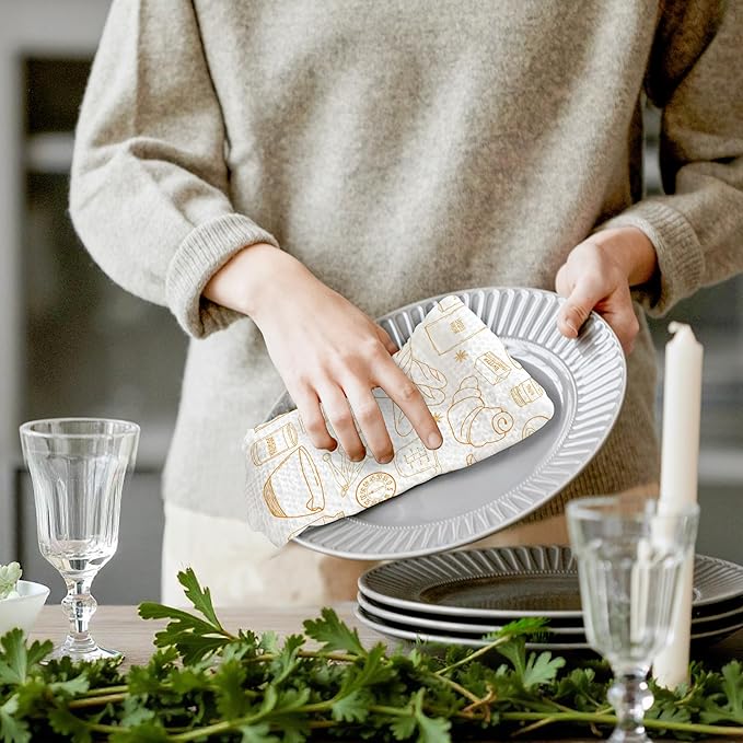 Trendy Baking Kitchen Towels Set of 2, Gifts for Bread Bakers Women Decorative Dish Tea Towels for Kitchen Baking, Bakery Decor Hand Towels, 16x24 Inch