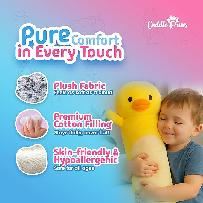 Stuffed Animal Duck Body Pillow – Soft Plush Toy & Throw Pillow for Kids, Large (47 Inches), Soft Plushies Stuff Gift for Girls