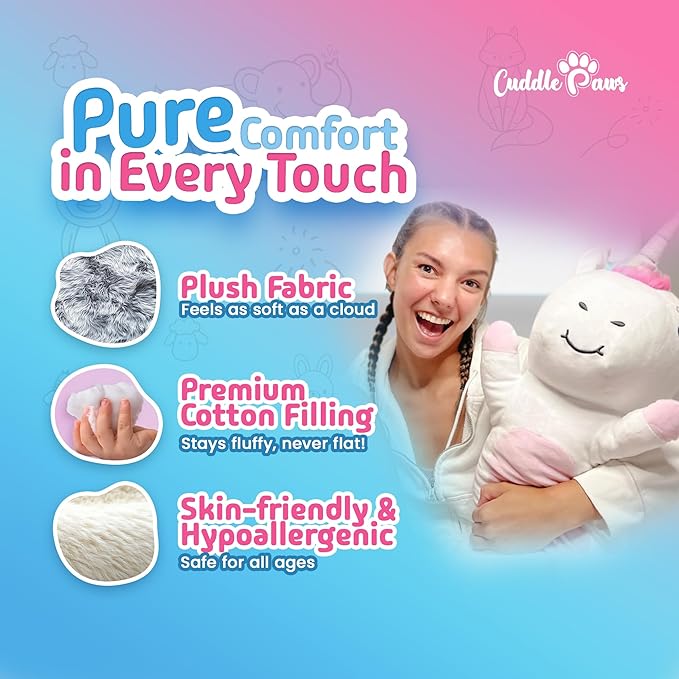 Stuffed Animal Unicorn Body Pillow – Soft Plush Toy & Throw Pillow for Kids, Large (47 Inches), Soft Plushies Stuff Gift for Girls/Boys