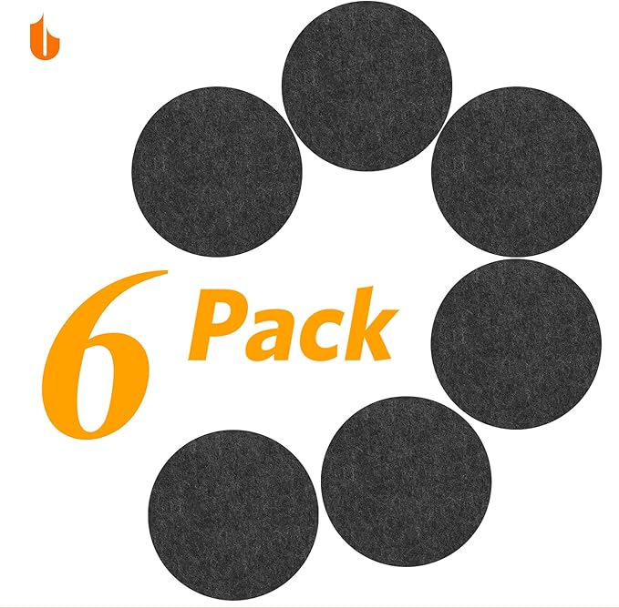 Urbanstrive 6 PCS Coasters Absorbent Felt Coasters for Drinks Bar Home, 4 Inch (Black Round)