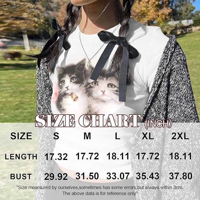Tuislay Cat Baby Tees for Women Cute Y2k Coquette Shirt Funny Cropped Graphic Tees Top Downtown Girl Aesthetic Grunge Clothes