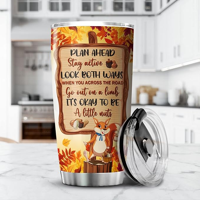 Squirrel Tumbler 20oz Just A Girl Who Loves Squirrels Insulated Stainless Steel Coffee Cup With Lid Cute Animal Gifts Squirrel Novelty Items Autumn Themed Mugs For Girls