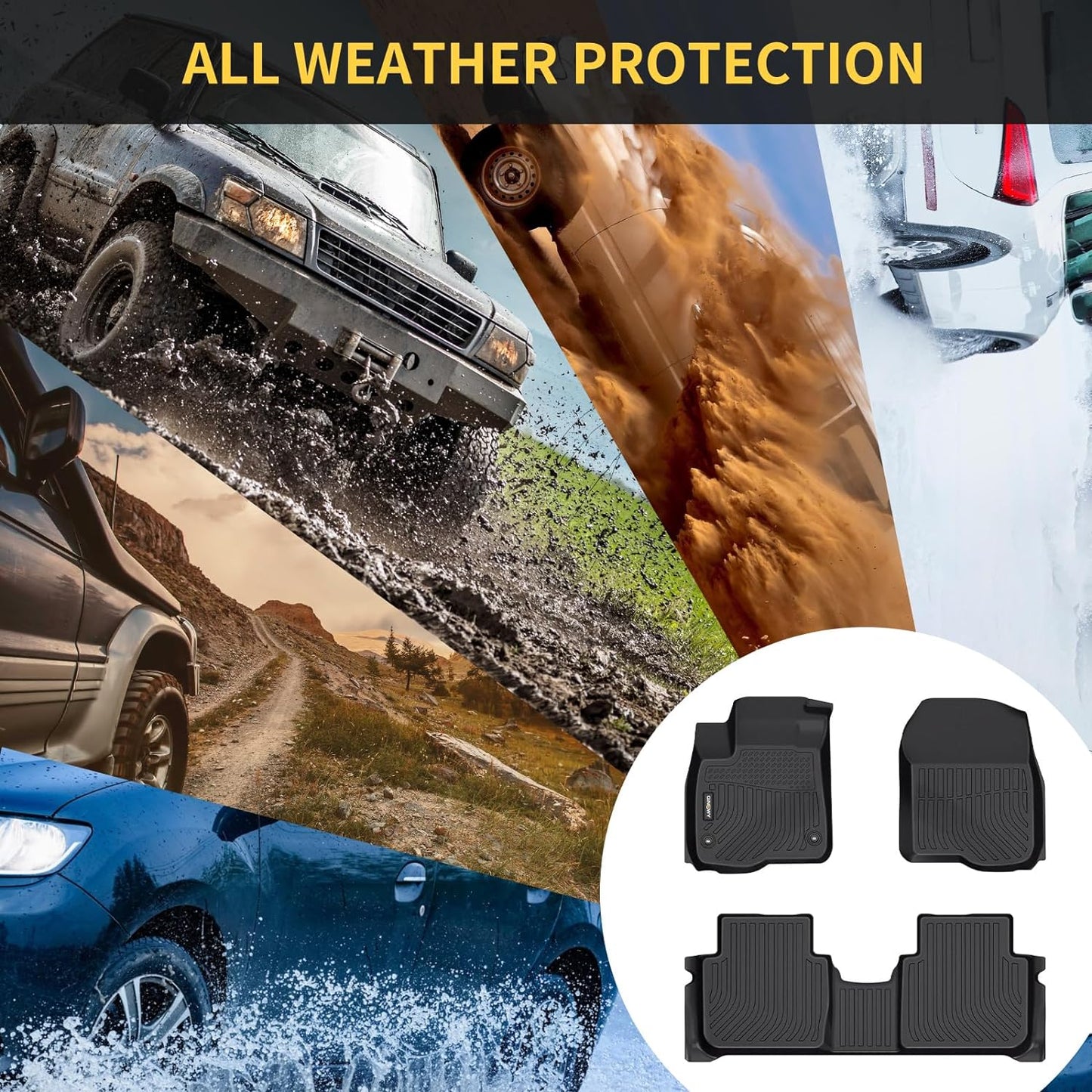 GINOWY-Floor Mats & Cargo Liner Set for Kia Sportage 2017-2022, TPE All Weather Protection Sportage Car Mats, Anti-Slip Trunk Mat Waterproof Floor Liners Sportage Accessories Mats, Black