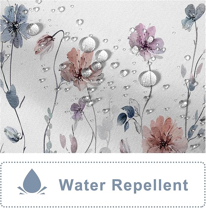 AWERT Wildflower Shower Curtain for Bathroom Watercolor Floral Shower Curtain with Hooks Waterproof Flower Printing Fabric Bathroom Decor 72x84 inch