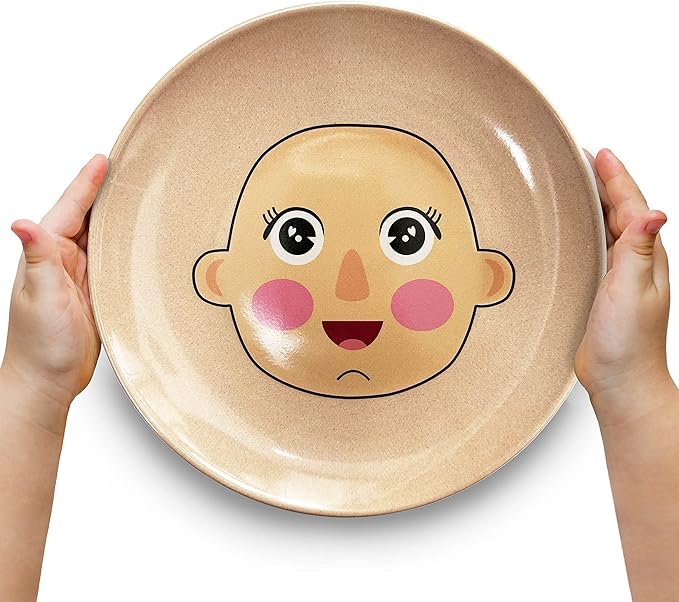 XIBORO BYEM Make A Face Plate For Kids (Plate x 1) Canadian Design Picky Eater Plates Unbreakable Microwave & Dishwasher Safe Cute Plates Biodegradable Toxin & Melamine Free