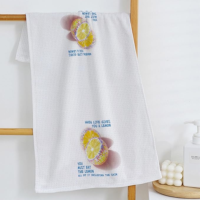 Trendy Lemon Kitchen Towels, Inspirational Lemon Hand Towels for Bathroom&Kitchen Bathroom Decor, 16x24 Inch