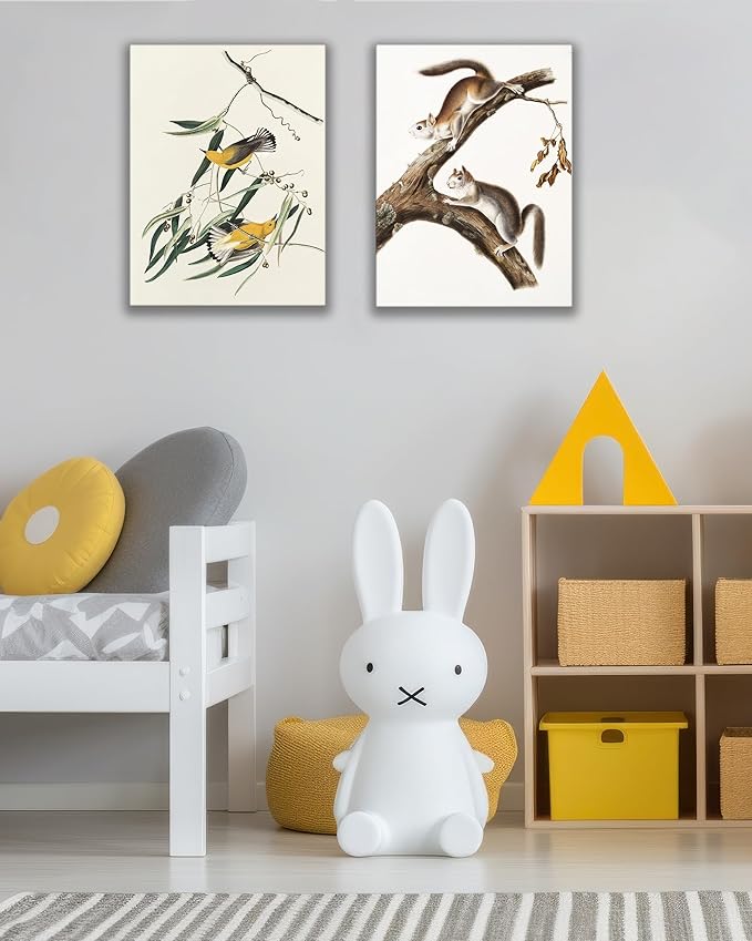 UPWOIGH Bathroom Wall Art Decor, Yellow Bird Wall Art-Hummingbird Pictures for Wall, Waterproof Wood Framed Canvas Wall Art Animals Abstract Prints, 12" x 16" High-end Pictures for Dormitory Kids Room