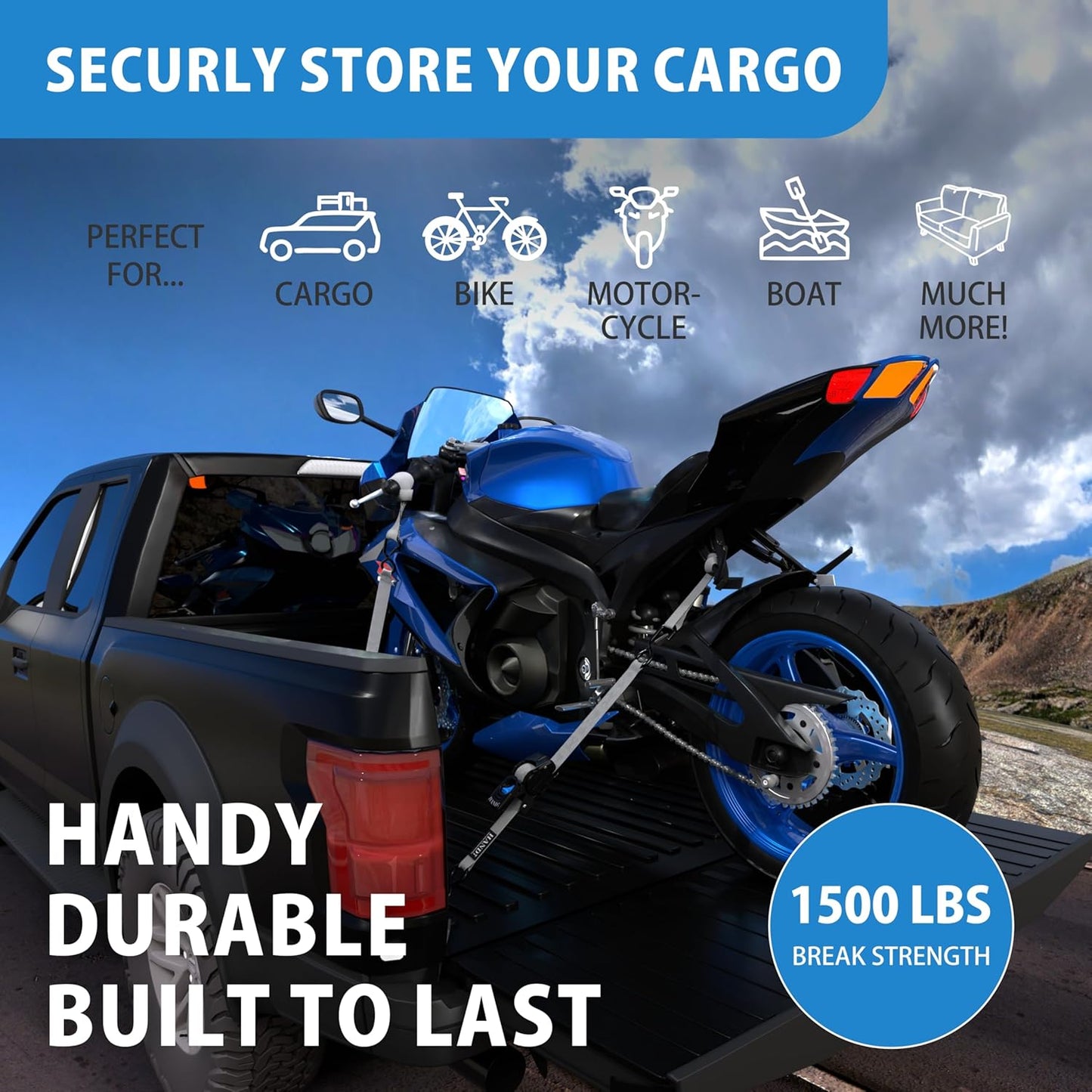 HandT USA Based Retractable Ratchet Straps (4PK) 1in x 6ft - 1,500lb Break Strength, Heavy Duty Automatic Ratchet Straps Self Retractable Tie Down, Push Button Retracting Truck Trailer Cargo | Gray