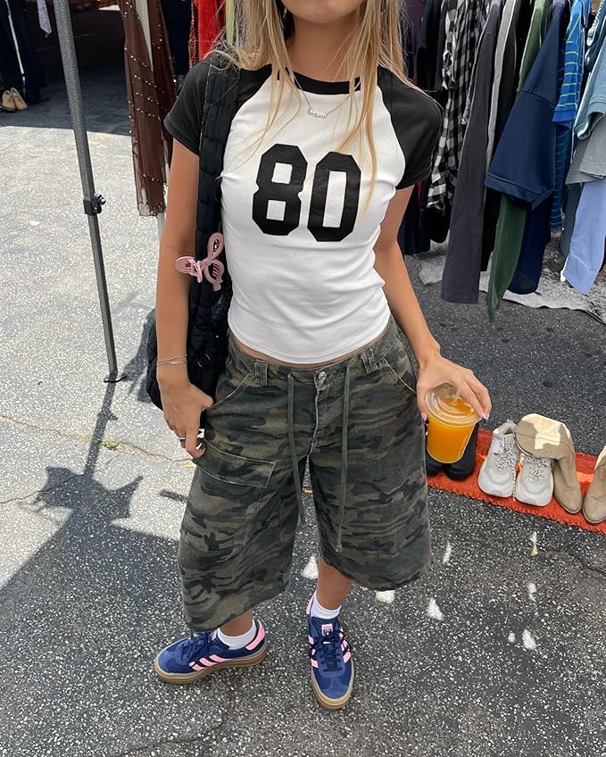 Y2k Graphic Baby Tees for Women Funny Kitten Shirt Tops Aesthetic Fairy Grunge Crop Top 90s 2000s Vintage Clothing