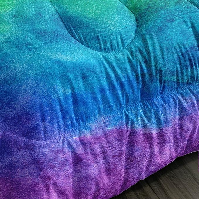 BSNTHO Rainbow Comforter Set Girls Colorful Bedding Set for Kids Teens Tie Dye Down Comforter Pastel Quilt Rainbow Duvet 3Pcs Queen Size Lightweight Ultra Soft Microfiber