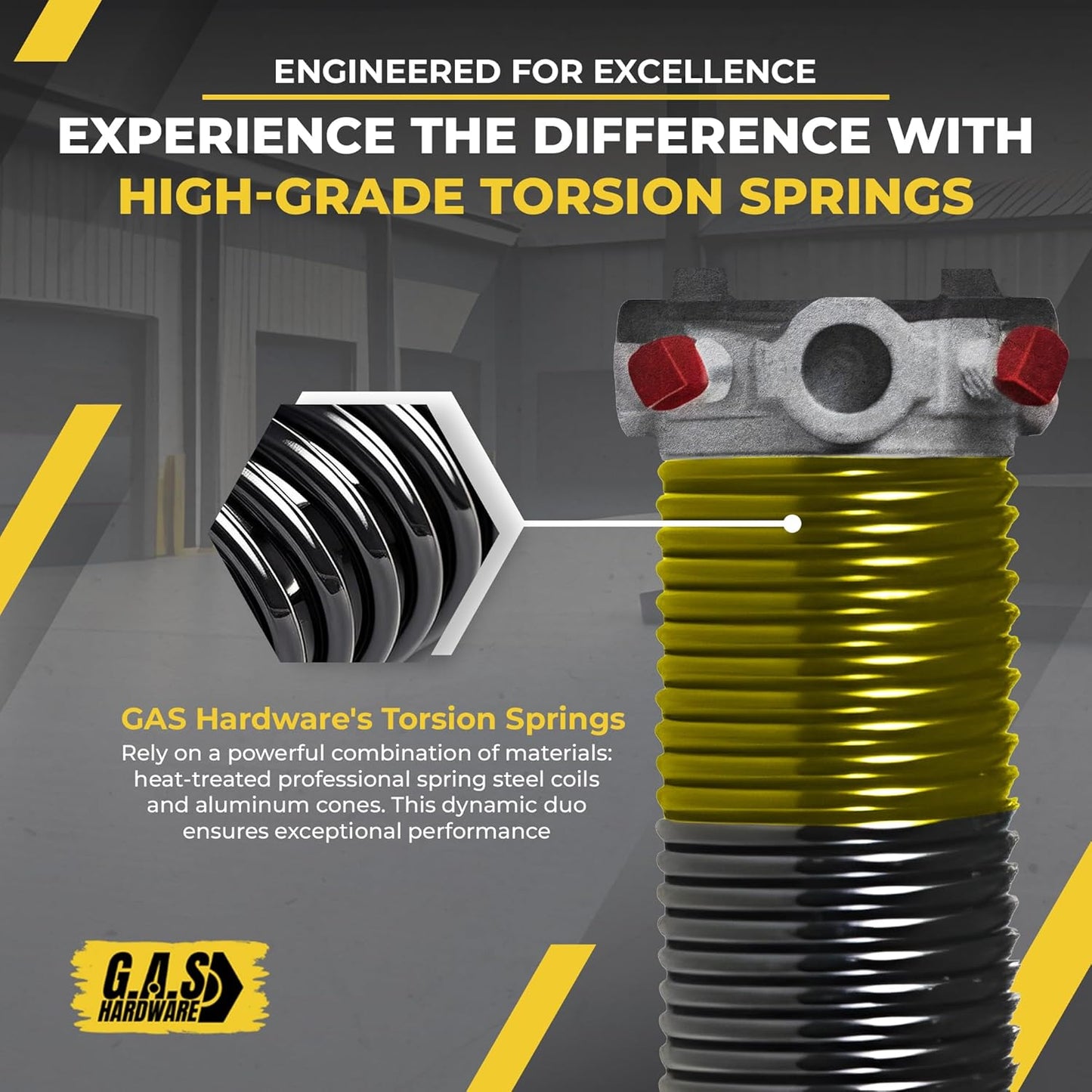 Garage Door Torsion Spring 250x2x29 Torsion Springs for Left Side of Garage Door with 1" Steel Bearing, Gloves, and Winding Bars Precision E-Coating 5-Year Warranty Minimum 30,000 Cycles (Red Cone)