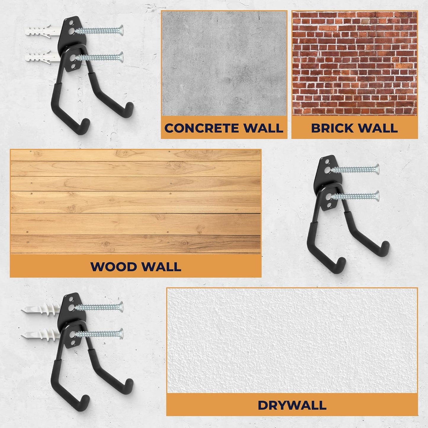 28 Pack Steel Heavy Duty Garage Hooks Storage Hooks with Anti-Slip Coating, Utility Garage Wall Mount Hanger and Organizer for Bikes, Ladder, Rope, Broom, Shovel and Garden Power Tools (28, Black)