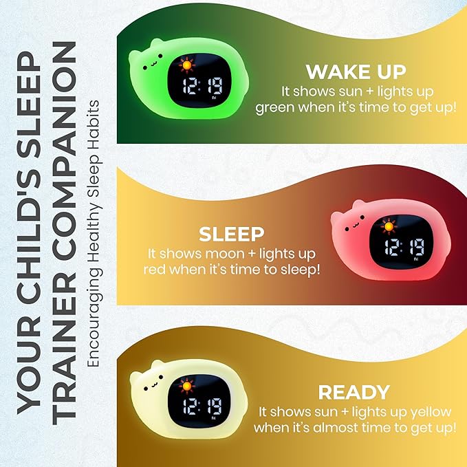 Bumble & Bright - OK to Wake Kids Alarm Clock with Nightlight & Sound Machine | 8 Colors, 6 Sounds, Snooze | Teaches Healthy Sleep Habits & Helps Kids Stay in Bed | Plug-in Powered (Corded)