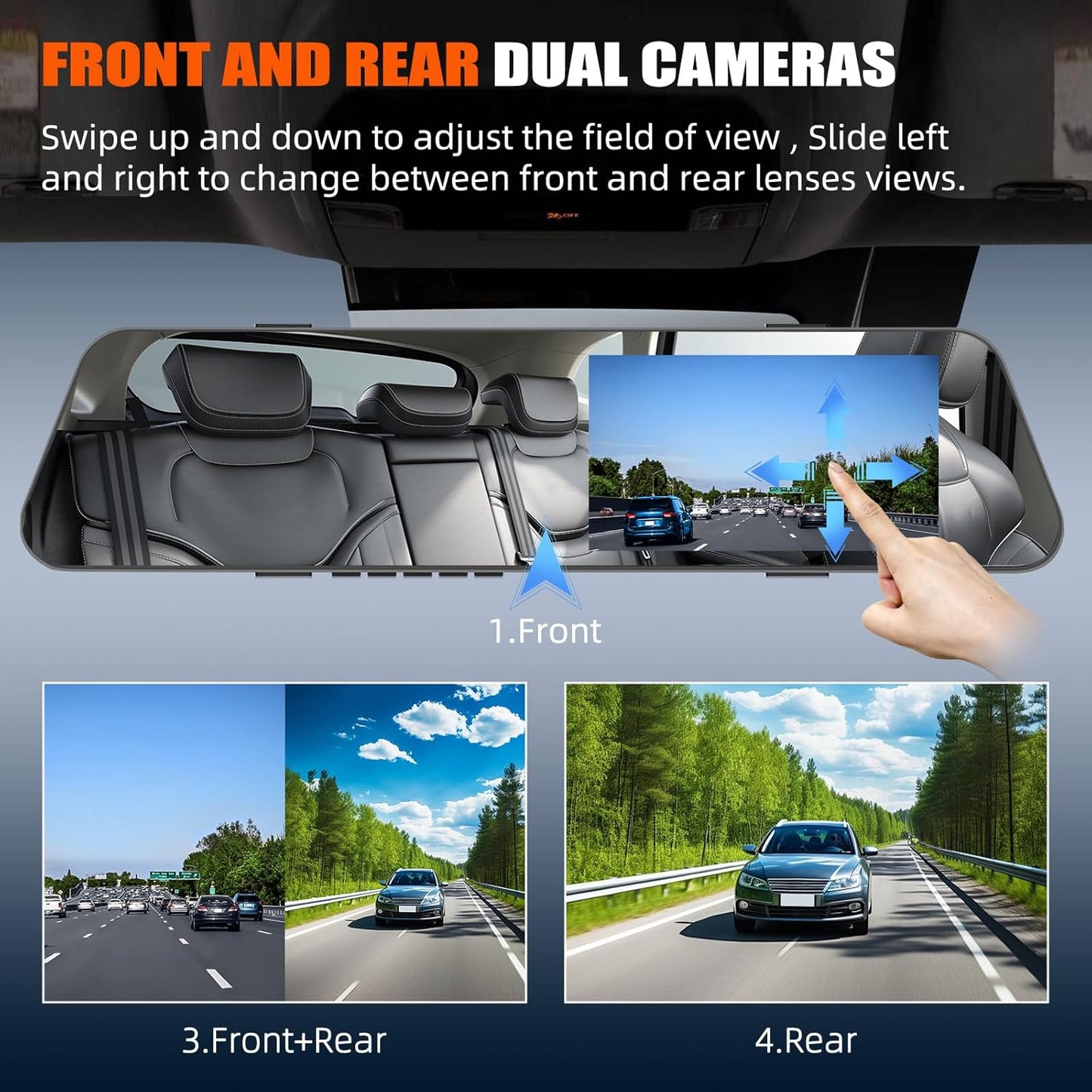 Mirror Dash Cam for Cars,4.5 Inch Rear View Mirror 1080P Front and Rear View Dual Cameras,Super Night Vision,Parking Assistance,24H Parking Monitor,Waterproof Backup Camera