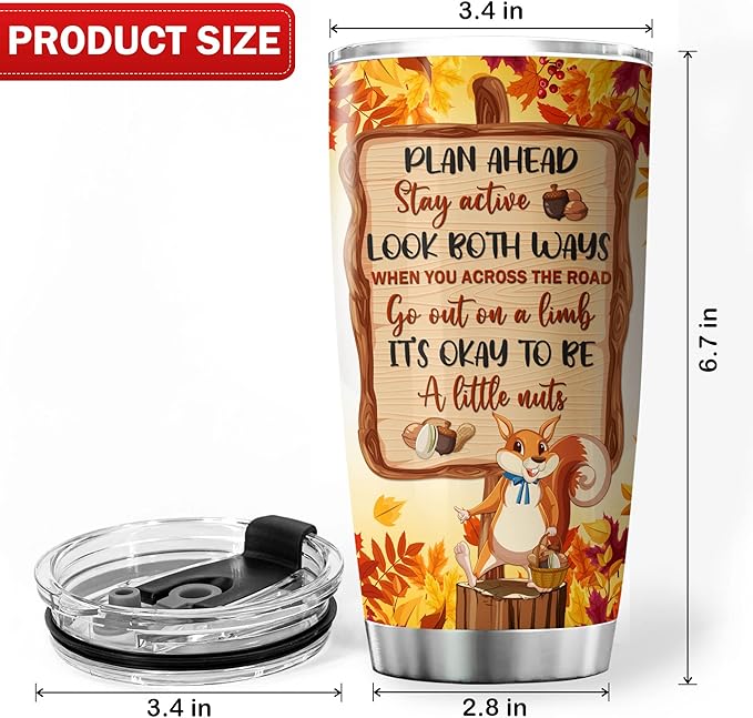 Squirrel Tumbler 20oz Just A Girl Who Loves Squirrels Insulated Stainless Steel Coffee Cup With Lid Cute Animal Gifts Squirrel Novelty Items Autumn Themed Mugs For Girls