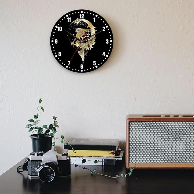 SPUNKER Clock for Bedroom,Moon Stars Queen Wall Clocks,Woman Flower Battery Operated Wall Clock Silent Non-Ticking Decorative for Home Kitchen Bathroom Living Room Bedroom Office 10 Inch