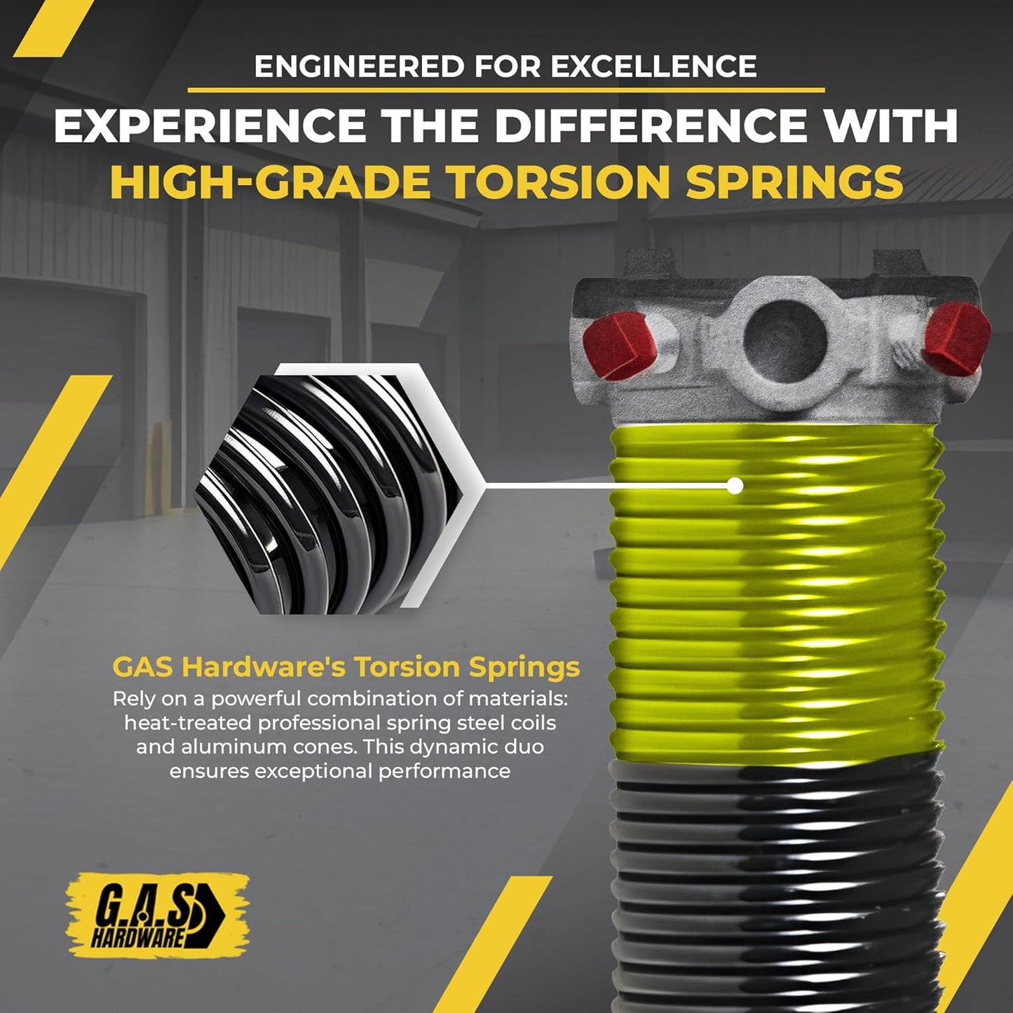 Garage Door Torsion Spring 207x1.75x30 Includes 1” Steel Bearing, Non-Slip Gloves, and Winding Bars for Left Side of Garage Door Precision E-Coating 5-Year Warranty Min. 30,000 Cycles (Red Cone)