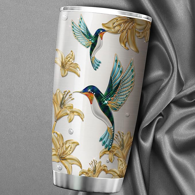 ZOXIX Hummingbird Coffee Tumbler 20oz My Mind Still Talks To You Stainless Steel Coffee Cup Lily Flowers Hummingbirds Bird Lover Gift Insulated Travel Mug In Loving Memory Tumblers