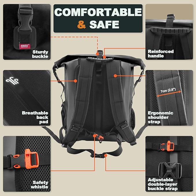 Waterproof Backpack Dry Bag 35L/55L β Heavy Duty Roll-Top Hiking Backpack for Travel, Kayaking, Boating, Camping, Rafting and Fishing