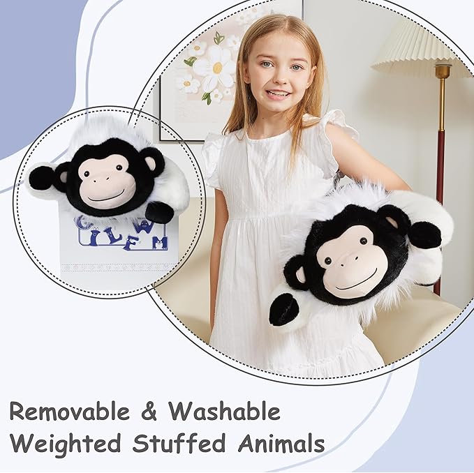 Weighted Stuffed Animals Monkey - 21.3" Cute Toy Pillow Plushie Gifts for Kids Boys Girls & Adults, 3 lbs Ultra-Soft Washable Plush Pillowfort