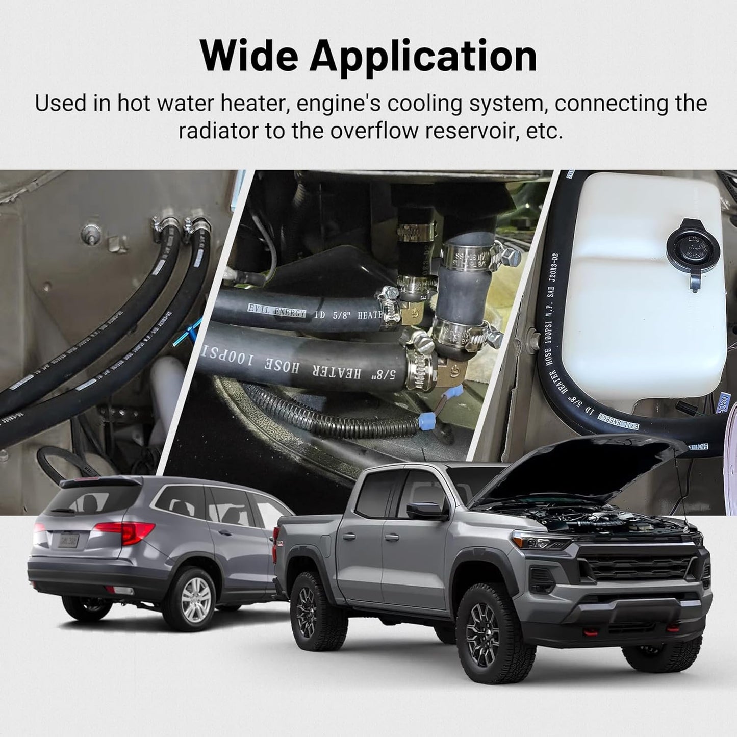 EVIL ENERGY 3/8" Heater Hose Coolant Radiator Straight 100PSI SAE 20R3 25FT Black