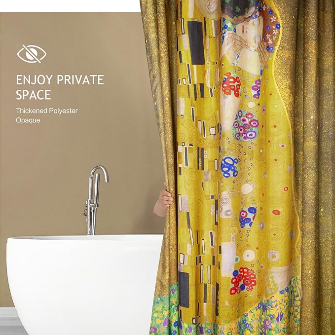 Vimorco Shower Curtain The Kiss, Man and Woman Love Shower Curtains for Bathroom, Waterproof Quick-Dry Polyester Fabric Shower Curtain, Art Painting Bathroom Set, Bath Curtain Decor, 72''x 72''