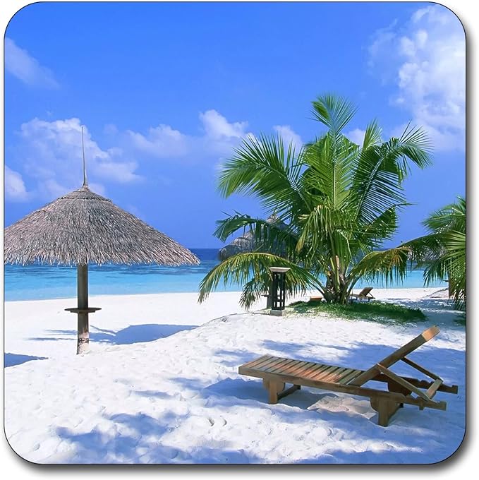 Summer Beach Pattern Square Coaster Set - Made of Recycled Rubber - Set of 4 …