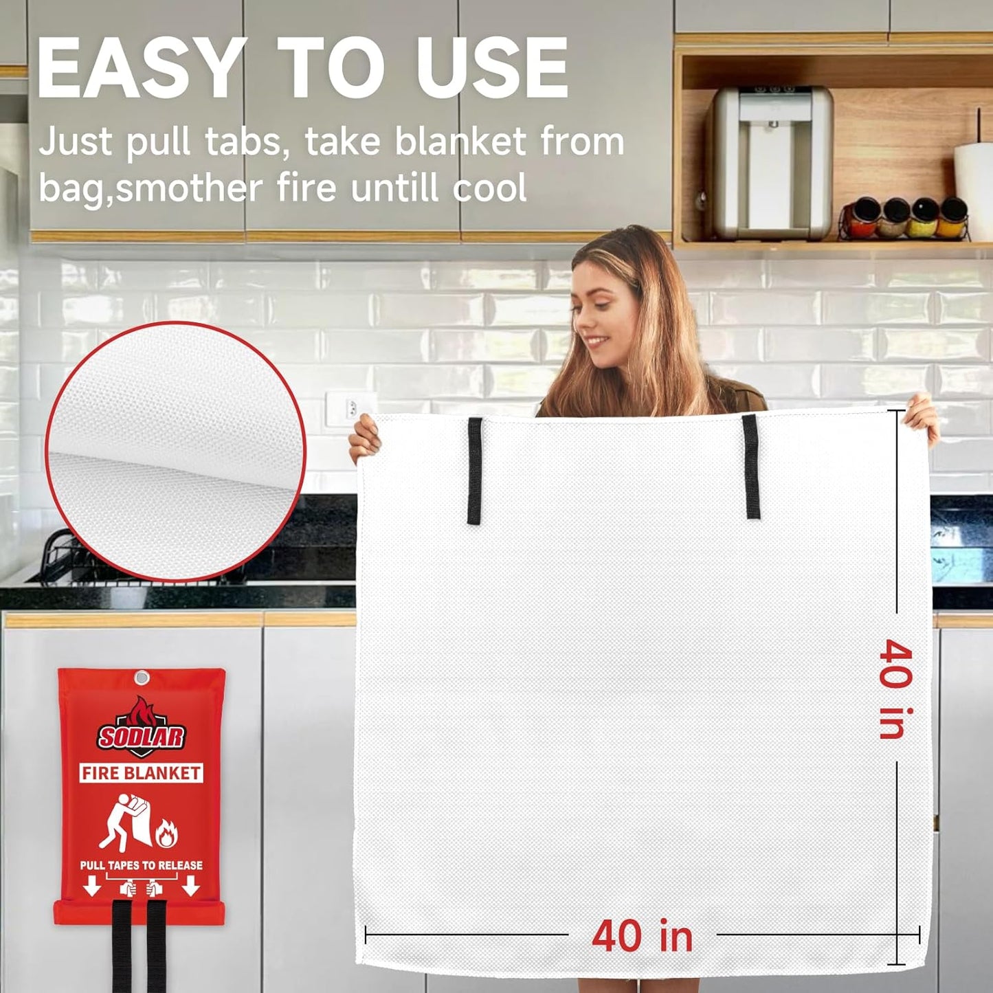 Fire Blanket Emergency for Home Kitchen - 40"x40" Fireproof Safety Protection Fiberglass Flame Retardant Blankets Survival Essential Kit for Outdoor Camping House Car Fireplace Grill BBQ - 2 Pack