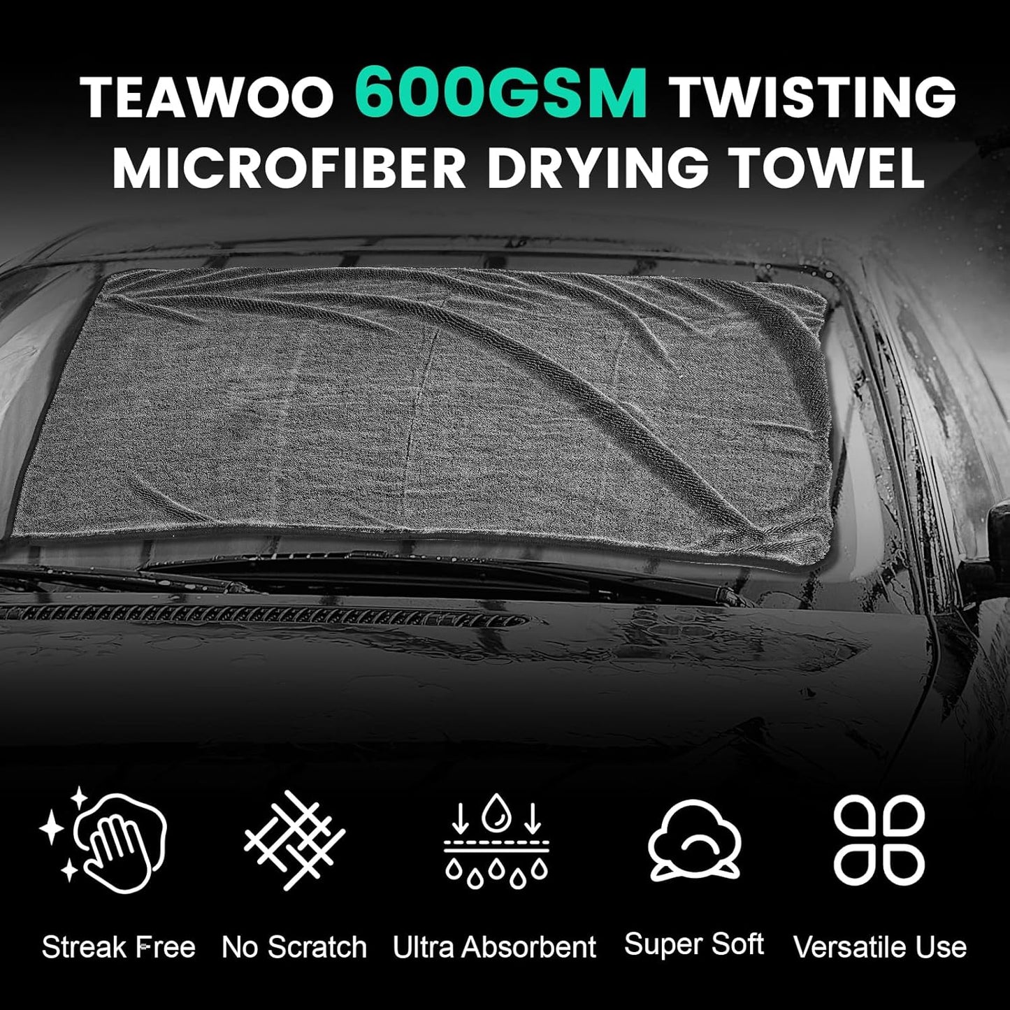 16-Pack Bulk Microfiber Towels for Cars, Super Absorbent Car Drying Towel, Extra Large Car Towel (600GSM, 24" x 35")