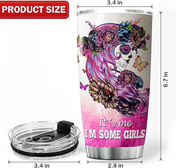 Skull Tumblers For Women Some Girls Are Just Born With The Darkness In Their Souls Flowers Skulls Stainless Steel Coffee Cup Mug With Lid 20oz Cool Skull Themed Items
