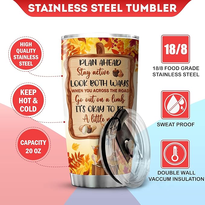 Squirrel Tumbler 20oz Just A Girl Who Loves Squirrels Insulated Stainless Steel Coffee Cup With Lid Cute Animal Gifts Squirrel Novelty Items Autumn Themed Mugs For Girls
