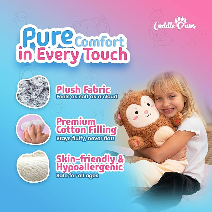 Stuffed Animal Monkey Body Pillow – Soft Plush Toy & Throw Pillow for Kids, Large (47 Inches), Soft Plushies Stuff Gift for Boys/Girls